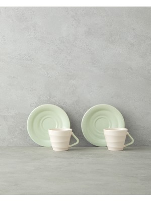 English Home Valora Seramik 4 Parça 2 Kişilik Kahve Fincan Takımı 90 ml Açık Yeşil