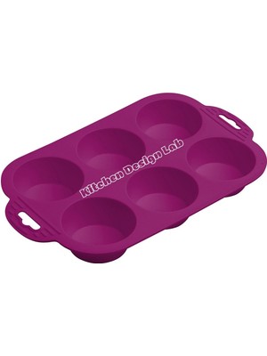 Teknotrust Tek Parça Mor 6'lı Silikon Mini Kek Kalıbı - Muffin Kalıbı 6'lı Kalıp Göbekli Kek Kalıbı 24 X 16 cm