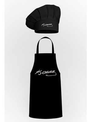 Mediterian Şık Siyah Mutfak Önlüğü ve Mantar Bone Avantaj Paketi, Zarif ve Kullanışlı Set