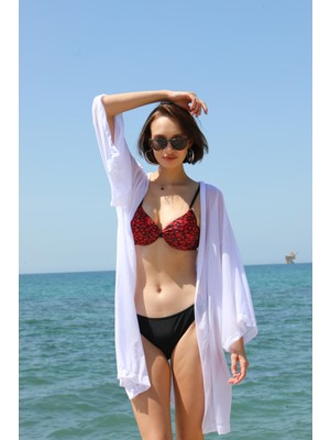 Modaserdem Mdsrdm Kadın Kimono Pareo Plaj Elbisesi Beyaz 38049
