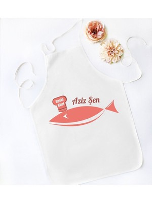 Mediterian Kişiye özel renkli chef tasarımlı beyaz mutfak önlüğü, pamuk polyester materyal