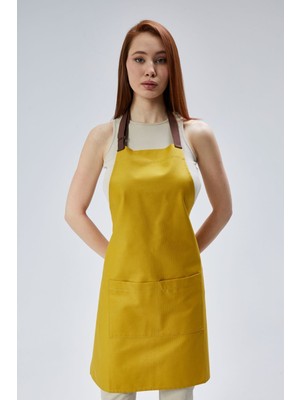 Mediterian Leke Tutmaz Çok Amaçlı Önlük, 80x65, Pamuk Polyester, Ekru, Şef, Kuaför, Çiçekçi