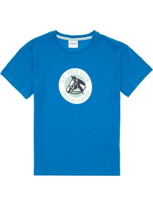 U.S. Polo Assn. Erkek Çocuk Kobalt Oversize Bisiklet Yaka Tişört 50307173-VR077
