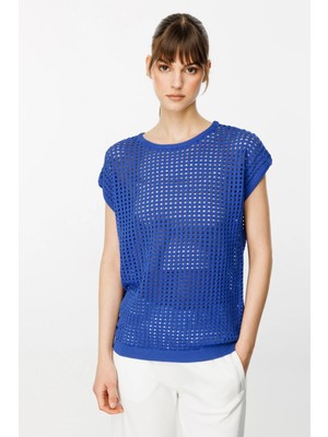 39301 Onteks File Örgü Kısa Kol Bluz