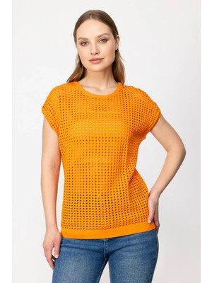 39301 Onteks File Örgü Kısa Kol Bluz