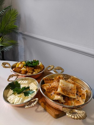 Lüx Kalın Bakır Sahan Dövme Tava Seti 3'lü 16-18-20 cm