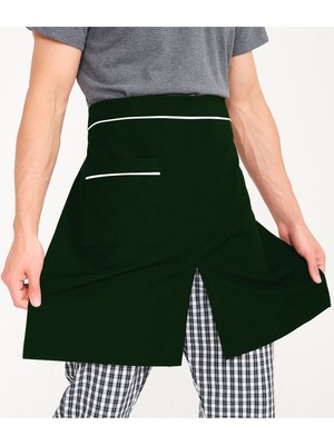 Mediterian Yeşil Yırtmaçlı Yarım Önlük, Rahat ve Şık, 70x100 cm, Mavi Mutfak Giyim