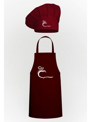 Mediterian Bordo Chef Şekil Tasarım Mantar Bone ve Mutfak Önlüğü Avantaj Paketi