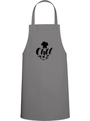 Mediterian Gri Sebze Temalı Mutfak Önlüğü, Şık ve Kullanışlı Tasarım