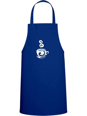 Mediterian Saks Mavisi Sıcak Kahve Baskılı Mutfak Önlüğü, şık ve kullanışlı tasarım, Lacivert