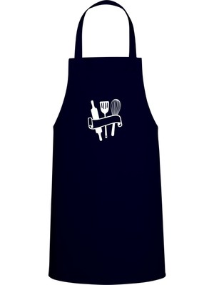 Mediterian Lacivert Baskılı Mutfak Önlüğü, Şık ve Kullanışlı Chef Mutfak Gereçleri