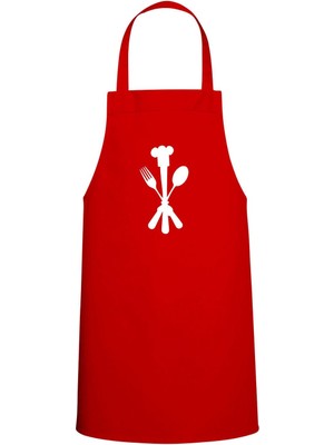 Mediterian Kırmızı Baskılı Mutfak Önlüğü, Şık ve Kullanışlı Mutfak Gereçleri