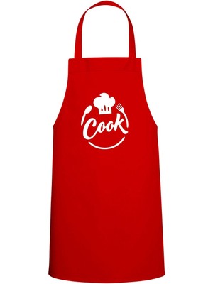 Mediterian Kırmızı Chef Şapkası ve Tasarımlı Mutfak Önlüğü Seti, Şık ve Renkli Mutfak Aksesuarları