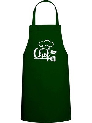 Mediterian Kalpli Chef Şapkası ve Mutfak Önlüğü Seti, Mavi, Avcı Yeşili, Özel Baskılı, Şık ve Rahat