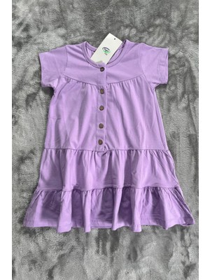 Düğmeli Kız Çocuk Elbise