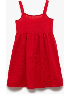 Koton Kare Yaka Pileli A Kesim Askılı Elbise