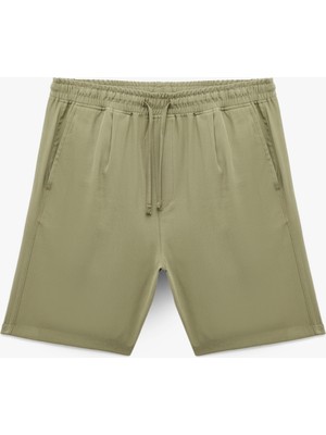 Koton Viskon Cep Detaylı Beli Bağcıklı Bermuda Chino Şort