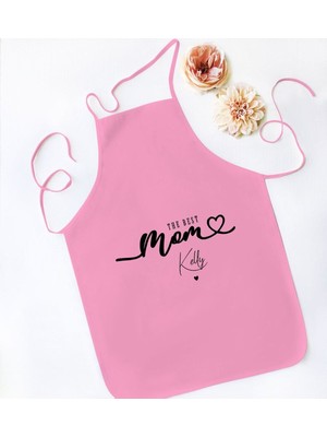 Mediterian Kişiye özel pembe mutfak önlüğü, şef tasarımı, anneye hediye, 77x150 cm, çok renkli