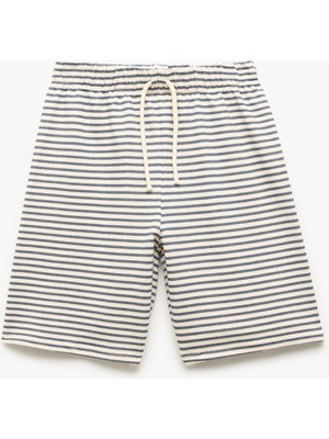 Koton Pamuklu Beli Bağcıklı Çizgili Şort