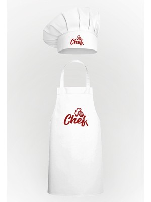 Mediterian Şık ve kullanışlı mutfak önlüğü, yazılı tasarım, mantar detaylı, avantajlı paket, beyaz renk