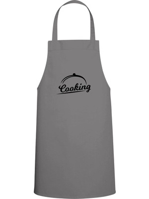 Mediterian Şık ve fonksiyonel gri mutfak önlüğü, özel baskı tasarımıyla tarzınızı yansıtın