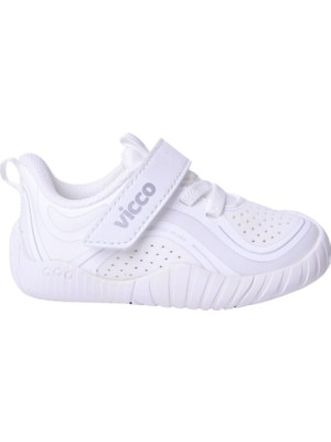 Vicco Yaomi İlk Adım Ayakkabısı Erkek Beyaz Düz Tabanlı Konforlu Tasarım