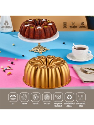 Amboss Ametist Döküm Kek Kalıbı Gold 26 cm Sağlık Kodeksine Uygun PFOA İçermez