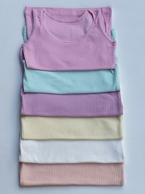 Kalın Askılı Fitilli Pastel Renk Kız Çocuk Atlet ( Tutku Yetkili Bayii )