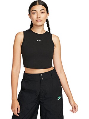 Nike W Nsw Essntl Rib Crp Tank Kadın Günlük Atlet FB8279-010 Siyah