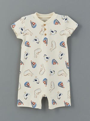 Bisiklet Yaka Baskılı Erkek Bebek Tulum