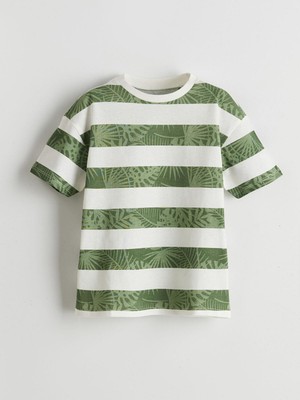 Bisiklet Yaka Çizgili Penye Erkek Çocuk Tişört