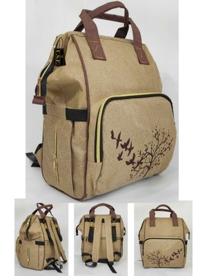 Bebek Bakım Çantası Organizatör Fonksiyonel Anne Bebek Bakım Sırt Çantası Bej