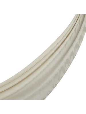 İpekevi Dört Mevsim Kazayağı Desenli Monogram Şal 04390-Krem