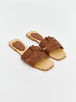 Deri Görünümlü Kadın Terlik