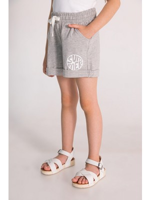 Beli Lastikli Summer Yazılı Kız Çocuk Şort