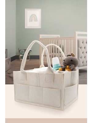 Sade Bej Keçe Anne Bebek Bakım Çantası Organizer