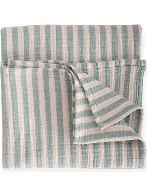 Cigit Naturel Battaniye 90 x 100 cm Yeşil Kalın Çizgili