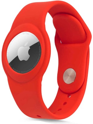 Kılıfist Apple Airtag Silikon Kordon Bileklik Kırmızı