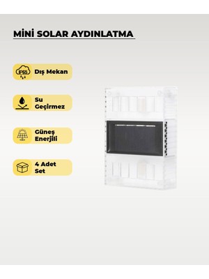 Mini Solar Aplik Gün Işığı - 4 Adet
