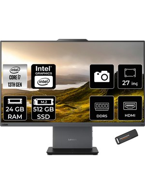 Lenovo Thinkcentre Neo 50A Gen 5 i7 13620H All In One Bilgisayar 24GB RAM 512GB SSD 27" FHD FreeDOS + Per4 USB 12SA000RTRP312