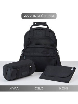 Oslo Bebek Bakım Seti: Oslo Anne Bebek Termal Bakım Çantası, Myra Organizer, Nomi Alt Açma Pedi