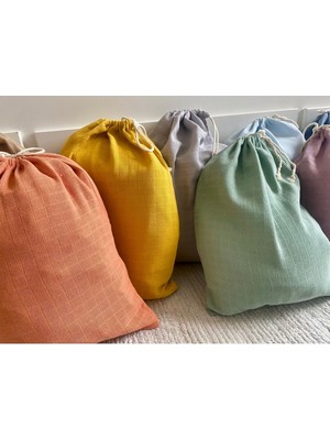 Müslin Pamuk Kumaş Büzgülü Torba 30*40 Ekmek Torbası Kıyafet Kesesi