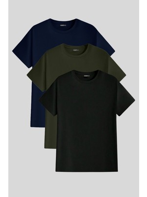 Genius Store Erkek Tişört Standart Kalıp Basic Bisiklet Yaka T-Shırt Basıc-Mankensiz3