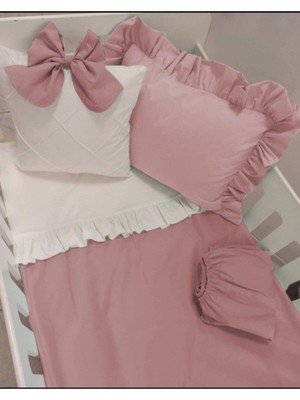 Mia Bebek Nevresim Takımı Koyu Pudra Fırfırlı 100*150