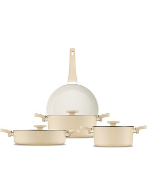 Jumbo Swiss Crystal Dark Cream 7 Parça Tencere Seti