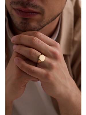 14 Ayar Sade Geometrik Erkek Altın Yüzük