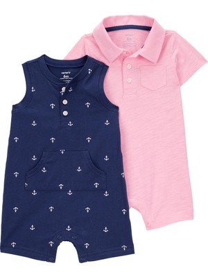 Carter's Erkek Bebek 2li Tulum Seti Çok Renkli Yumuşak Pamuklu Kumaş Kısa Kollu ve Kolsuz