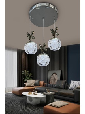 Modern Sarkıt Cam 3 Top LED Avize