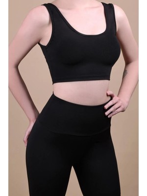 Selin Beauty My Crown Kadın Siyah Toplayıcı Askılı Crop Nefes Alabilir Kumaş ile Hafif Tasarım XS Beden
