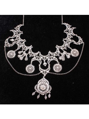 Nusret Takı 925 Ayar Gümüş Büyük Telkari Kolye